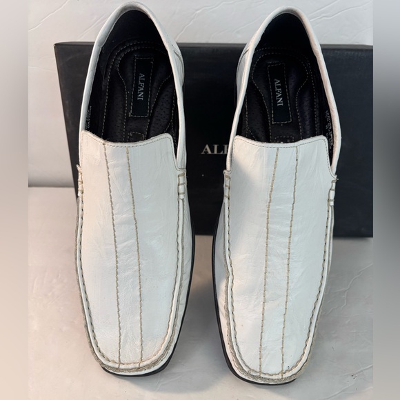 ALFANI Daytona White Leather Slip-on Shoes Size 7 - Picture 2 of 9